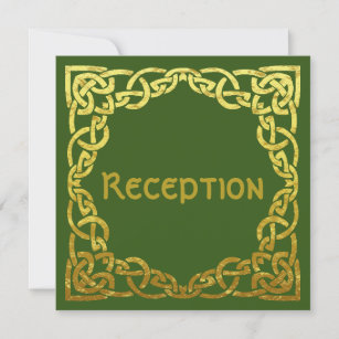 Mariage celte Faux Gold   Carte de réception verte