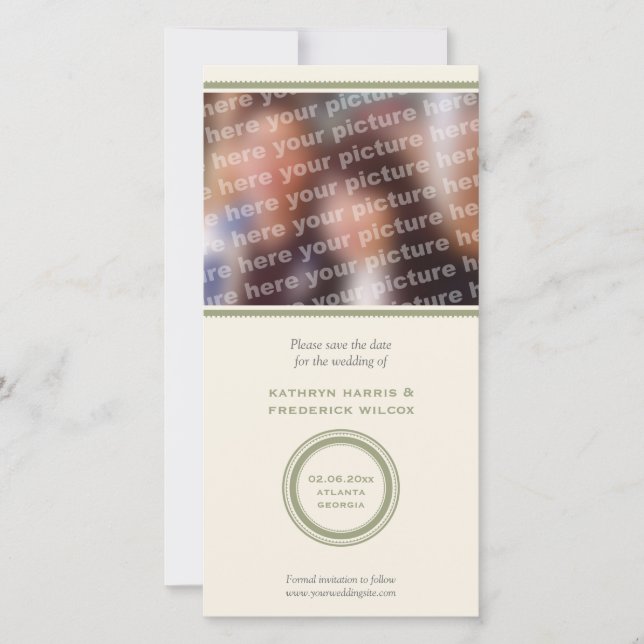 Mariage cercle vert enregistrer la date faire-part (Devant)