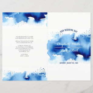 MARIAGE CEREMONY aquarelle design cool marine bleu