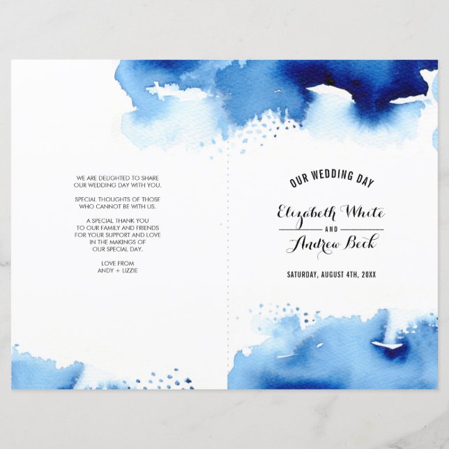 MARIAGE CEREMONY chic aquarelle bleu (Devant)