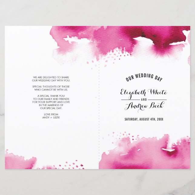 MARIAGE CEREMONY chic aquarelle rose (Devant)