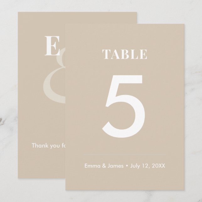 Mariage Champagne Ampersand | Numéro de table mode (Devant / Derrière)