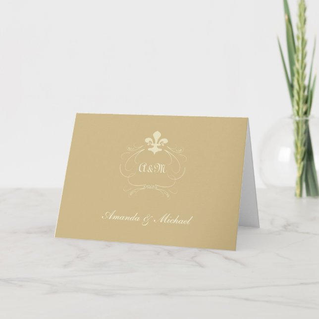 Mariage Champagne Gold Fleur de Lis Merci (Devant)