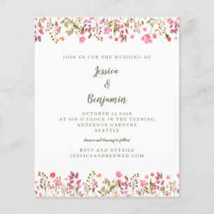 Mariage champêtre avec fleurs sauvages roses Budge