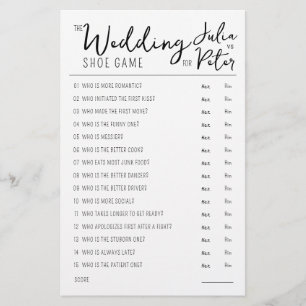Mariage Chaussure Questions Jeu papier noir et bla
