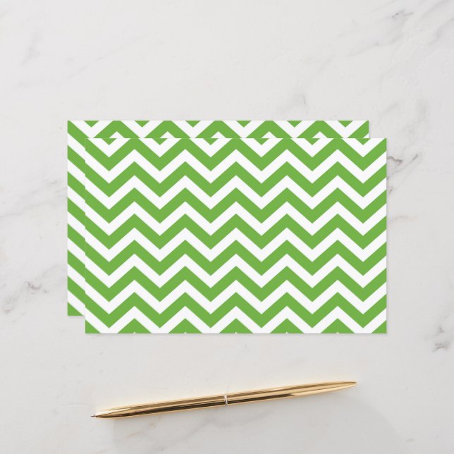 Mariage Chevron vert printemps et blanc Cardstock (Devant/Arrière en situation)