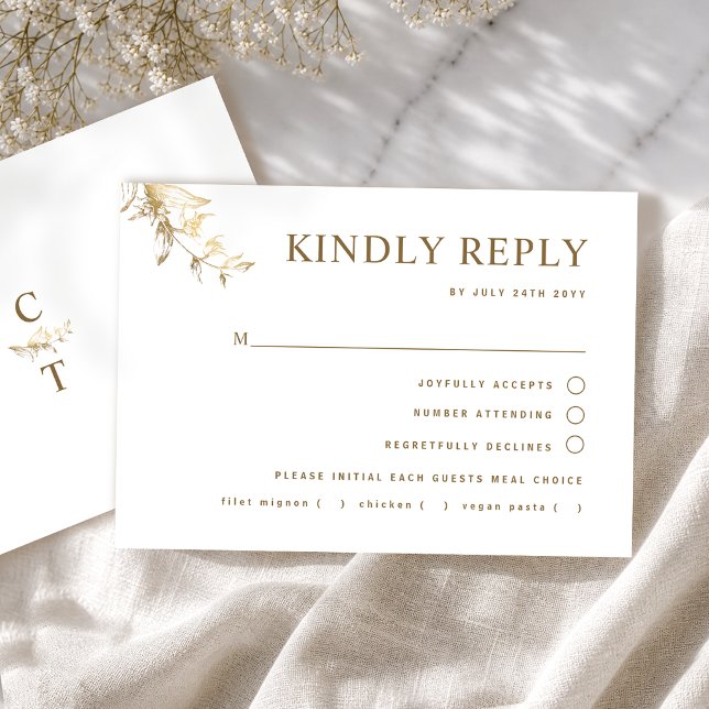 Mariage Chic Blanc et Or avec/sans Repas RSVP (Créateur téléchargé)