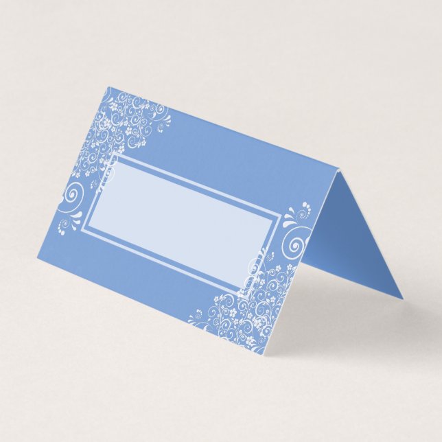 Mariage Chic Bleu avec Flourishes Blancs  (Front)