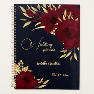 Mariage chic bordeaux et or marine