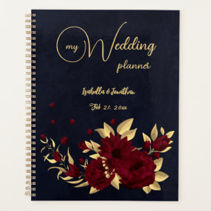 Mariage chic bordeaux et or marine