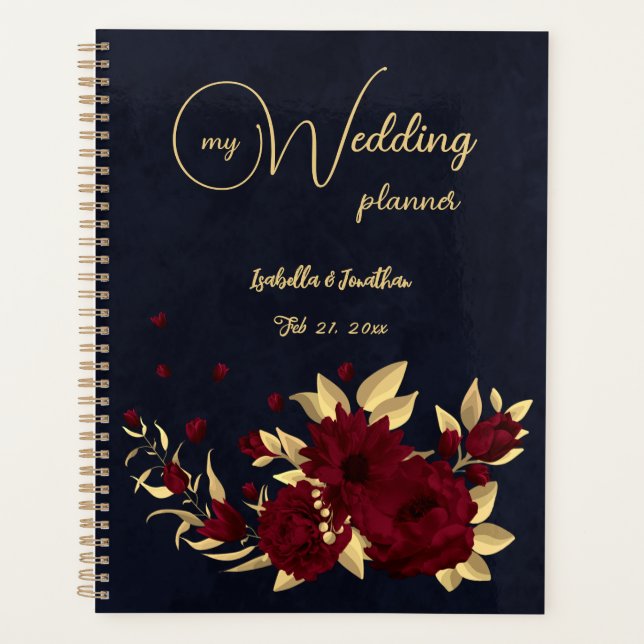 Mariage chic bordeaux et or marine (Devant)