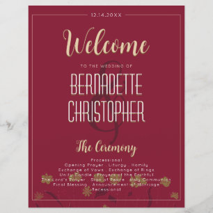 Mariage Chic Moderne Élégant Simple Vin Rouge