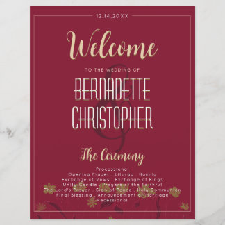 Mariage Chic Moderne Élégant Simple Vin Rouge