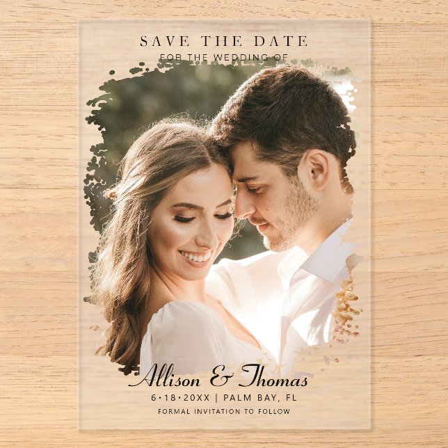 Mariage Chic Photo Moderne de Faire-Part (Recto)
