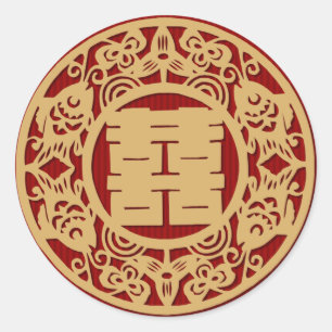 Mariage chinois double autocollants de bonheur