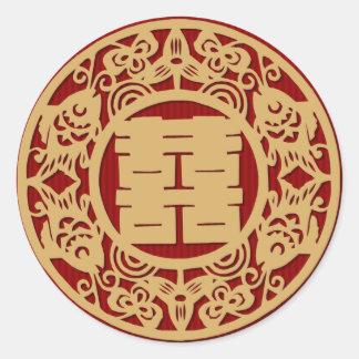 Mariage chinois double autocollants de bonheur