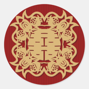 Mariage chinois double bonheur rouge autocollants