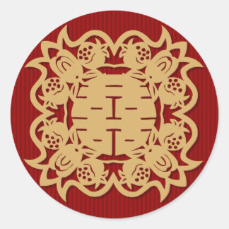 Mariage chinois double bonheur rouge autocollants
