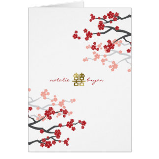 Mariage chinois Red Sakura Gold Double Happy