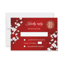 Mariage chinois RSVP en fleurs de cerisier blanc