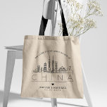 Mariage chinois | Sac fourre-tout Skyline stylisé<br><div class="desc">Un sac fourre-tout mariage unique pour un mariage qui se déroule dans le pays de la Chine. Cette fourre-tout présente une illustration stylisée de l'horizon unique du pays,  avec son nom en dessous. Cette information est suivie par vos informations de jour de mariage dans un style ouvert assorti.</div>