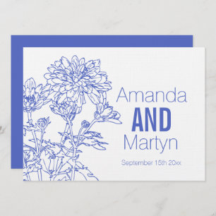 Mariage chrysanthemum invitation de mariage bleu