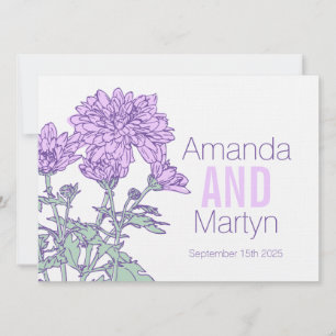 Mariage chrysanthemum violet invitation de mariage
