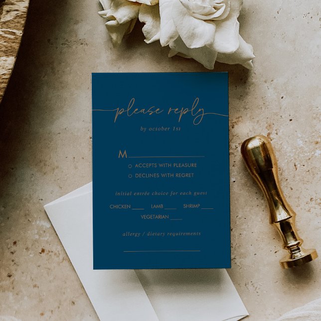 Mariage classique bleu marine Choix du menu RSVP (Créateur téléchargé)