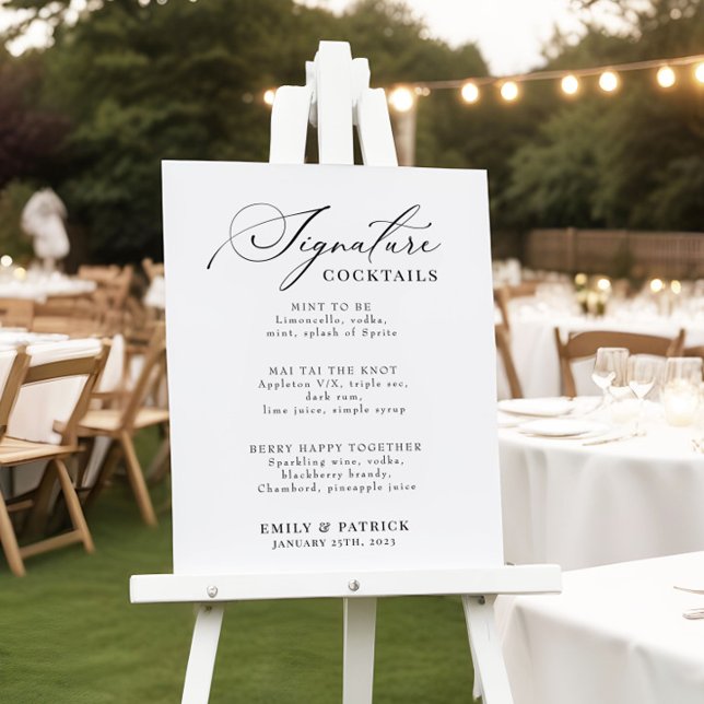 Mariage Cocktail Bar Menu Élégant Poster Moderne (Créateur téléchargé)