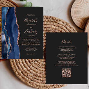 Mariage Code QR Agate Or Rose Navy Budget