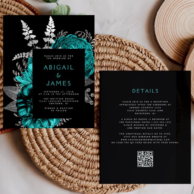 Mariage Code QR Argent Sépia Floral Budget (Créateur téléchargé)