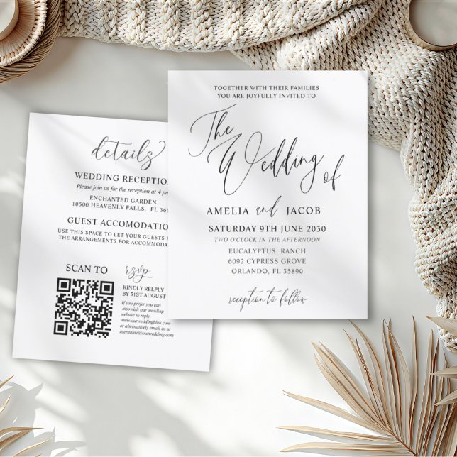 Mariage code QR calligraphié noir et blanc à petit (Créateur téléchargé)