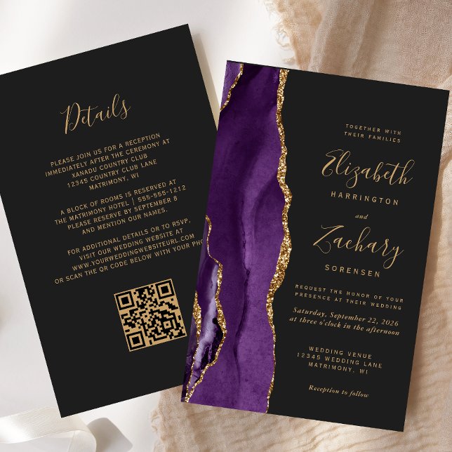 Mariage Code QR Foncé Agate Violet Budget (Créateur téléchargé)