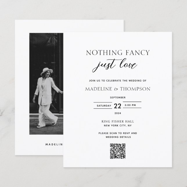 MARIAGE Code Qr Nothing Fancy Just Love Budget (Devant / Derrière)