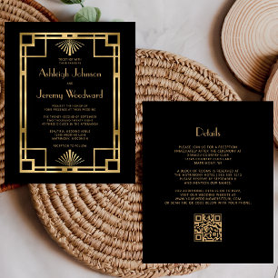Mariage Code QR Or Noir Vintage Années 1920