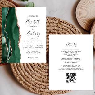 Mariage Code QR Rose Gold Agate Vert Budget