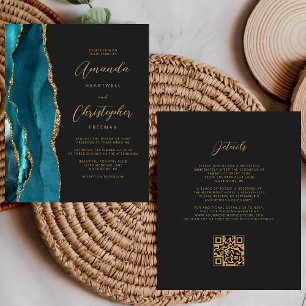 Mariage Code QR Sable Agate Bleu Turquoise Budget