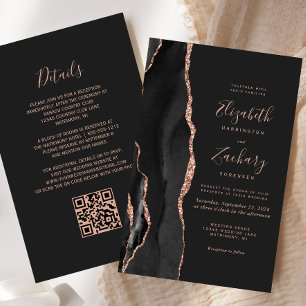 Mariage Code QR Sable Rose Doré Agate Noir Budget