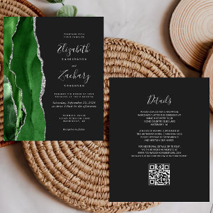 Mariage Code QR Sombre Agate Vert Budget