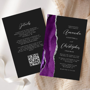 Mariage Code QR Violet Agate Argent Foncé Budget
