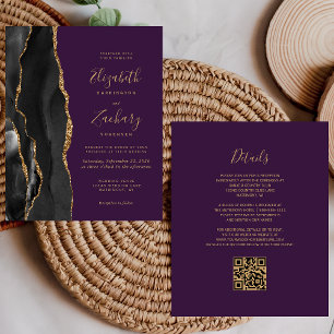 Mariage Code QR Violet Agate Or Noir Budget