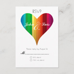 Mariage coeur arc-en-ciel RSVP