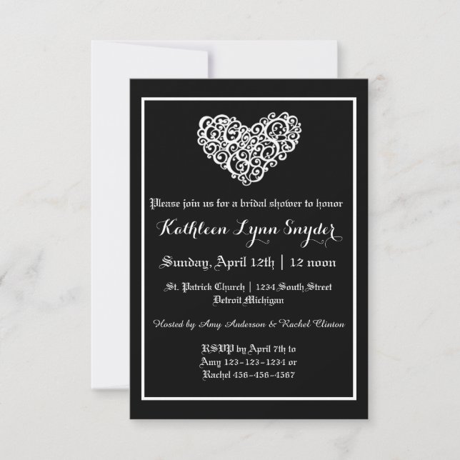 Mariage Cœur Tourbillonnant - Invitation de Fiança (Devant)
