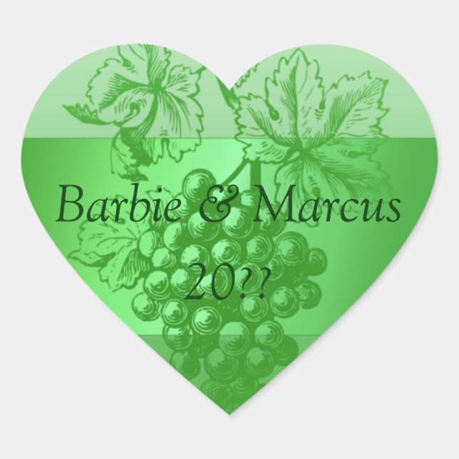 Mariage Coeur Vert personnalisé Étiquette de vin p (Devant)