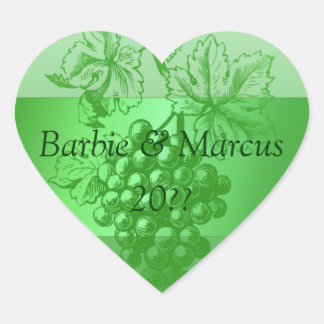 Mariage Coeur Vert personnalisé Étiquette de vin p