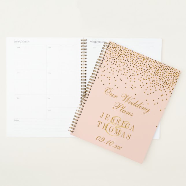 Mariage Confetti en or rose et glam (Devant avec enveloppe)