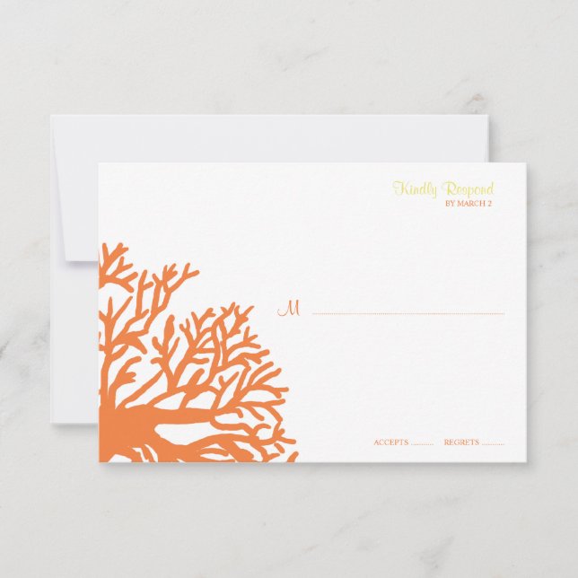 Mariage corail tropical orange et jaune rsvp (Devant)