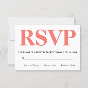 Mariage corail vivant et typographie blanche RSVP