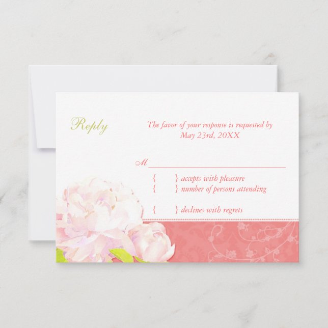Mariage Coral de printemps de Pete Peony RSVP (Devant)