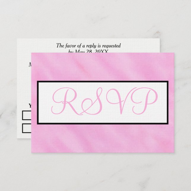 Mariage couleur rose pâle RSVP (Devant / Derrière)